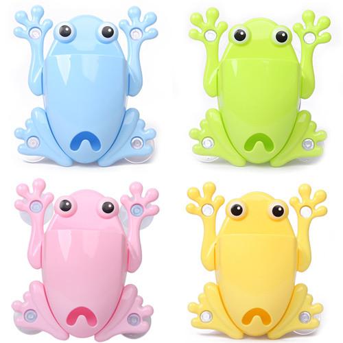Colorful Frog Plastic Draining Rack , Silicone Plastic Toothbrush Holder