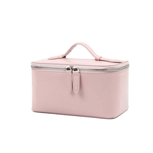 Personalized PU Leather Makeup Vanity Case Women Travel Cosmetic Bag With Handle