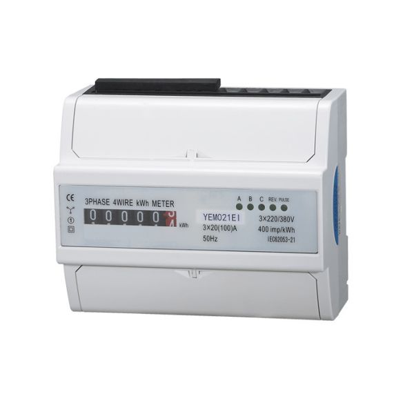 20 / 100A Electric Three Phase Din Rail KWH Meter , 7P Watt Hour Meter