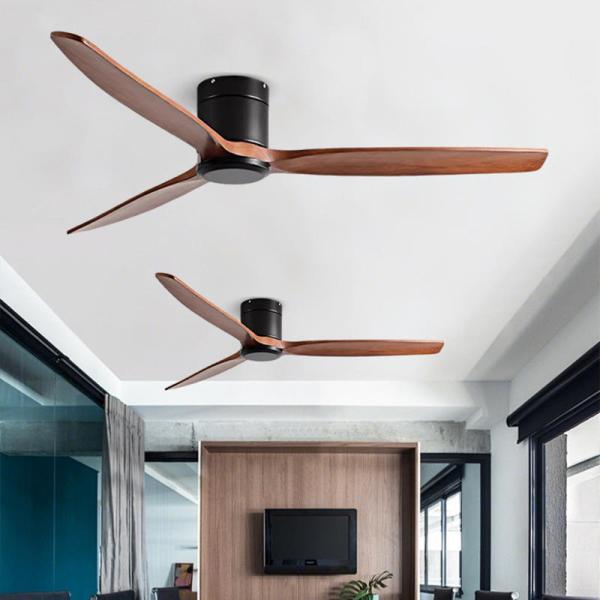 Ventilateur de plafond intelligent monté à distance 3 lames en bois