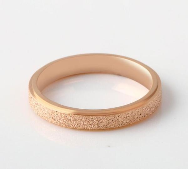 Rose Gold Matte  Couple Engagement Rings Elegant Fashion Jewelry Stainless Steel Ring