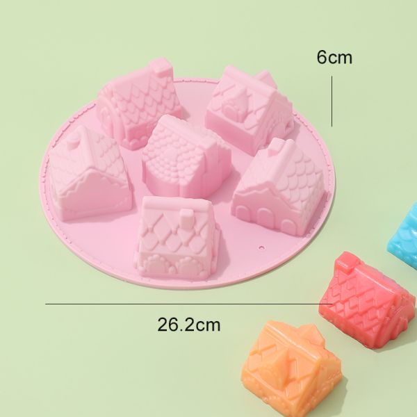 1 упаковка силиконовой формы дома, 6 полостей не липкие уютные деревенские сковородки, мыльная форма дома,