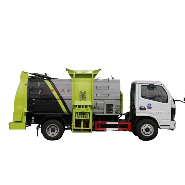 No Problem Pure Electric Dongfeng 4x2 Lifter Truck Efficiently Handles 6CBM Kitchen Garbage Containers