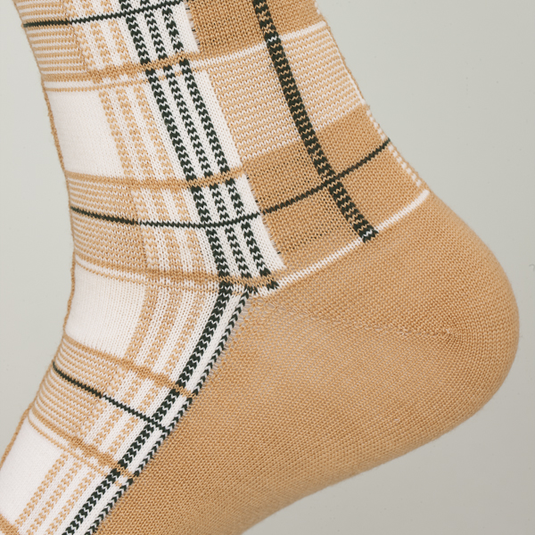 Brown Rhombus Spandex Thick Dress Socks , Adults Men's Patterned Dress Socks