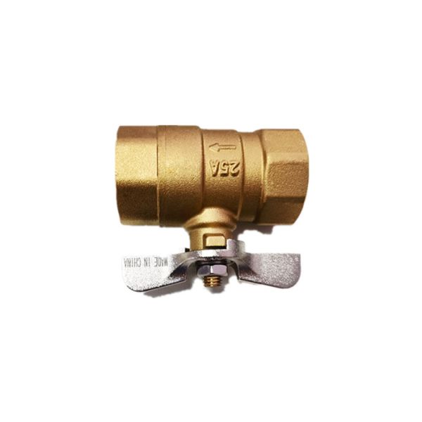 Латунный женский шариковый клапан DN25 с ручкой бабочки