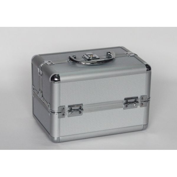 Small Silver Aluminium Cosmetic Case 250 x 170 x 170mm Inside Trays