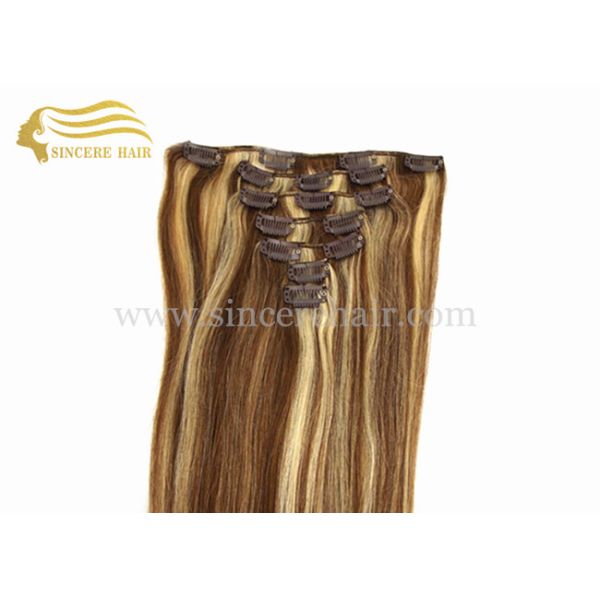Hot selling 22" Remy Human Hair Extensions for sale - 55 CM Piano Color Full Set 7 Pieces of Clips-In Remy Hair Wefts for Sale Hot selling 16