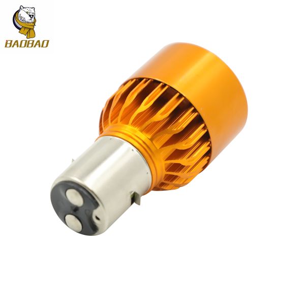 BA20D 12V Golden Casing 3 Beam H4 LED Headlight Bulb Motorcycle