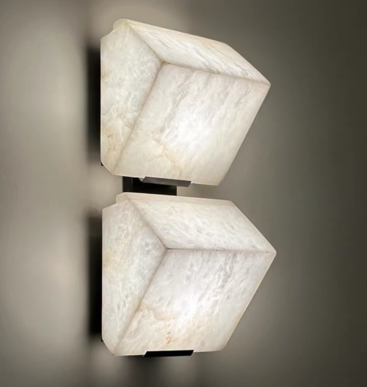 Alabaster LED Wall Lamp Postmodern Creative Home Decor Copper Marble Wall Light For Bedroom Bedside Living Room