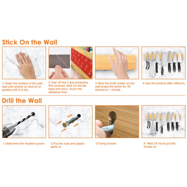Бамбуковый деревянный кухонный нож магнитный держатель сильный мощный нож стойка для хранения дисплейный организатор