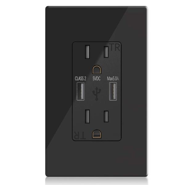 Tamper Resistant Fast Charging USB Socket Wall Mounted 15A 120V Outlet