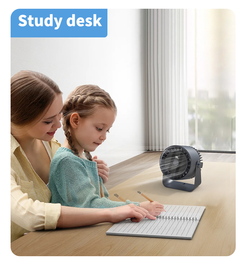 New Desktop Fan 3600 mAh Battery Wireless USB Small Desk Fan Rechargeable Portable Mini USB Table Fan