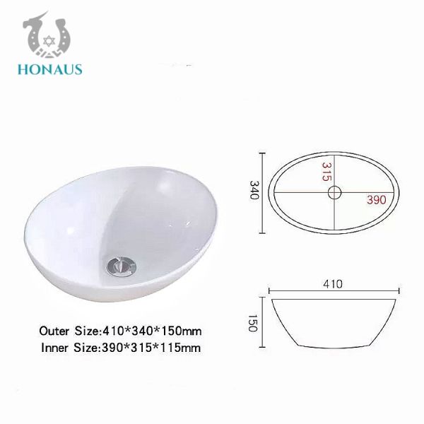 410*340*150mm Over Counter Wash Basin Table Top Sink Bowl Ceramic Glazed