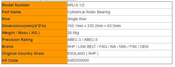 Avancez l'acier au chrome petit à petit Simple de rangée de roulements à rouleaux de la mesure MRJ 6.1/2 RHP