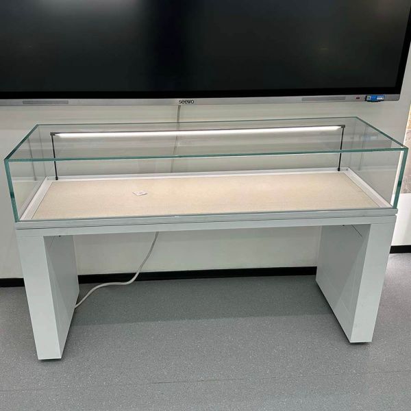 Flip Top Opening Table Display Cabinet Custom Metal Tabletop Glass Display Case