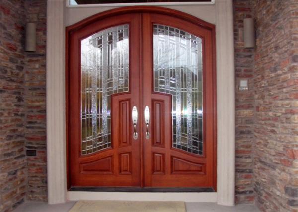 Exterior Solid Wood Door Front Entry Inswing / Outswing Opening With Sidelites Open Door