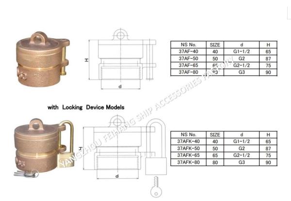 NC NO. 37AS SOUNDING PIPE HEAD SIZE : 40A TO 80A CAP CAP - COPPER BODY - STEEL