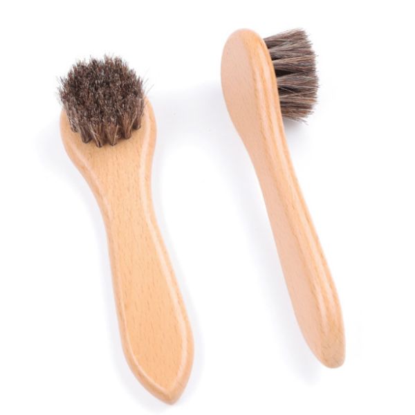 Soft Fur Shoe Brush Wooden Horsehair Brush Can Add Logo