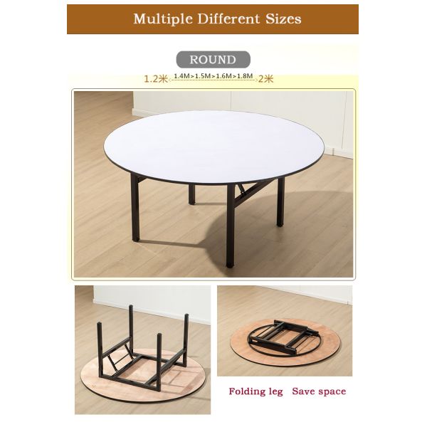 21mm Top Ply Board Dining Hotel Banquet Table DIA 240*75CM