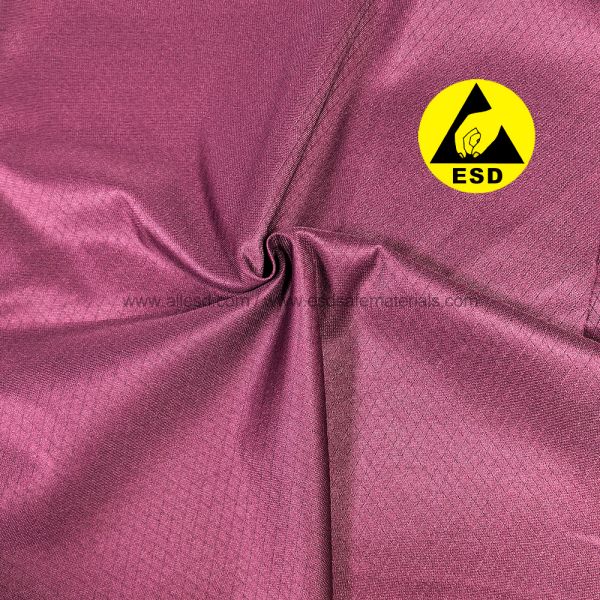Red Diamond Pattern ESD Lab Coat Esd Smock For Cleanroom