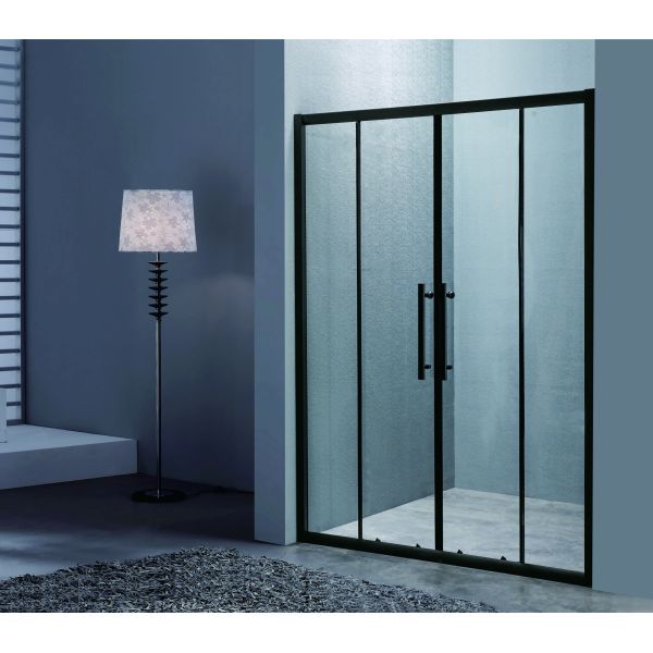 Sliding Shower Doors 120*190cm Size Tempered Glass And Aluminium Black Frame Latest