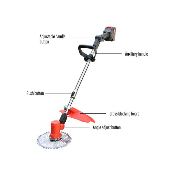 21V Lithium Brush Cutter Battery Powered — Cordless Grass Cutting Machines Grass Trimmer with Brushless Motor for Weed & Brush Clearing