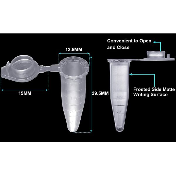 EO Sterile 1.5ml Polypropylene Graduated Microcentrifuge Tubes With Snap Cap Durable Microcentrifuge Lab Tubes