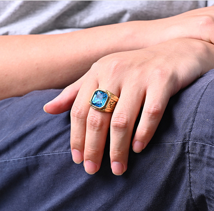 Hombres 316 Anillo de acero inoxidable Joyería Oro Color Revestido Tamaño personalizado