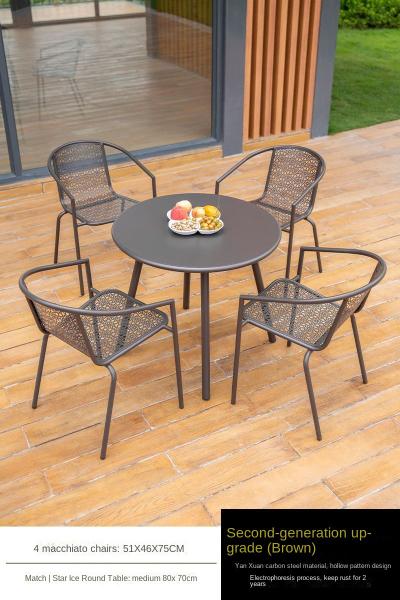 Stainless Steel Outdoor Metal Cafe Table And Chairs Set For Sun Protection