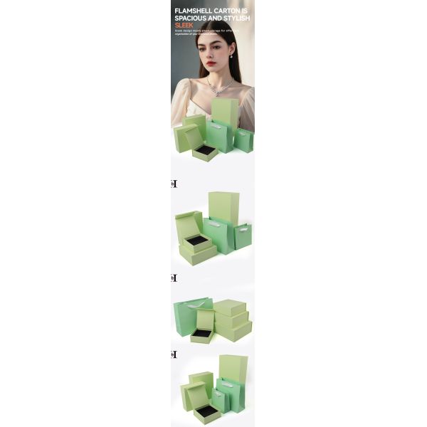 Paper jewelry Gift Box Packaging Eco Friendly Cardboard green Magnetic Jewelry Box