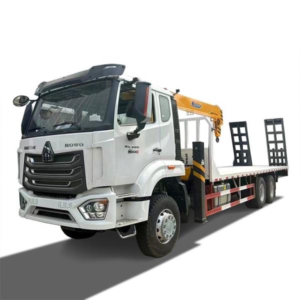 Direct Factory SINOTRUK HOWO 6x4 20 Tons Flat Bed Truck Mounted 10 Tons Crane