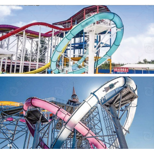Fiberglass 304 Steel Looping Water Slides Thrill Slide Water Park Equipment