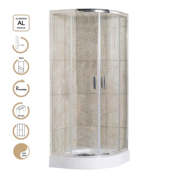 5mm Glass Sliding Door Shower Enclosures with Chrome Profile and Shower Tray