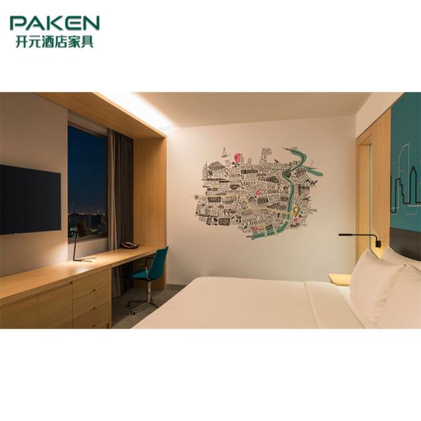 Concise Style Hotel Full Set Bedroom Furniture Light Color