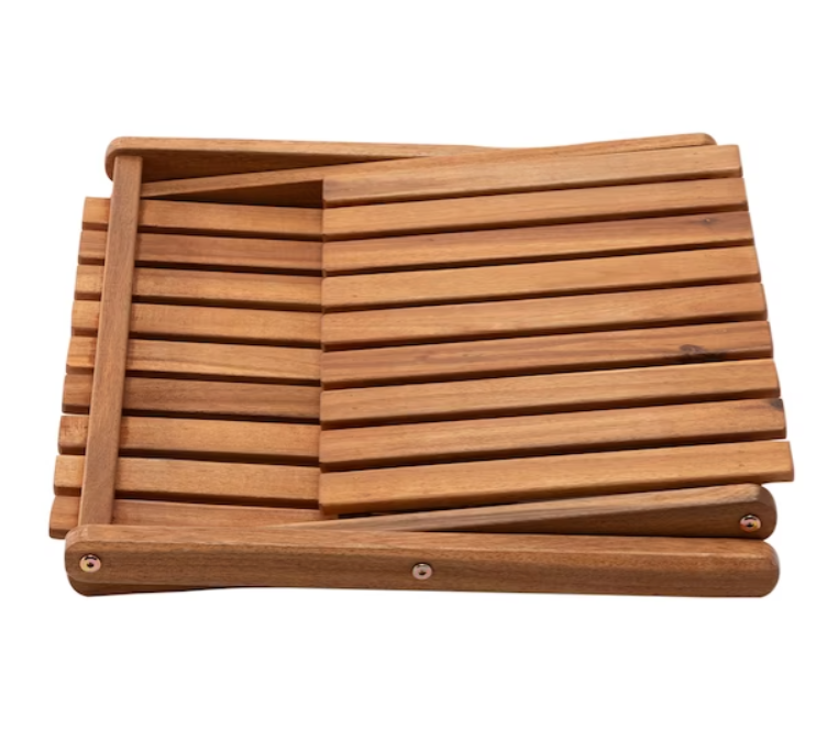 Two Level 47.5x30x38cm Bamboo Folding Shoe Rack Outdoor Storage
