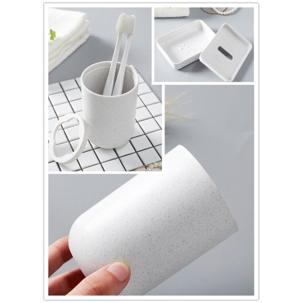 Wheat Toothbrush Cup Glass Soap Box Biodegradable Bathroom Wash Sets