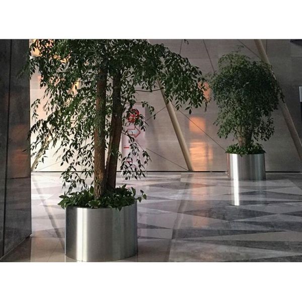 Подгонянные цветочные горшки круга нержавеющей стали размера декоративные отполированные