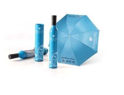 Black Tips Bottle Shaped Umbrella , Sky Blue No Drip Rain Umbrella Customized Logo