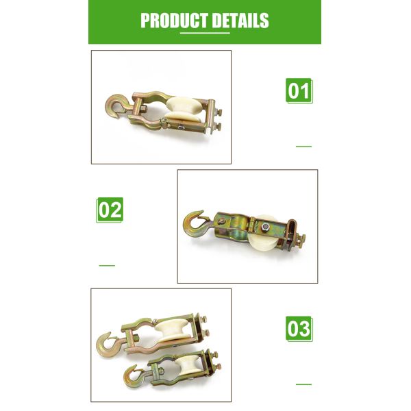 Universal Wire Stringing Block Pulley , Crossarm Mounted And Hooked Style