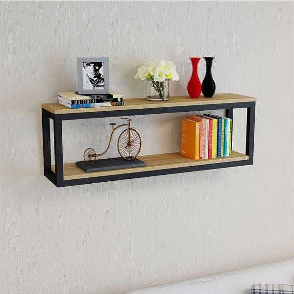 Wood Corner Wall Shelf Design Metal Frame Floating Shelves for Bedroom Mail Packing Y
