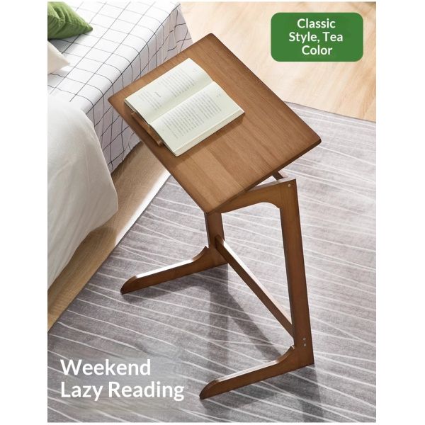 Foldable Bamboo Computer Desk Home Coffee Breakfast Computer Table Multifunction Adjustable Corner Desk for Living Room Bedroom