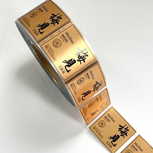 Factory Custom Printed Gold Foil Digital Printing Waterproof Label Vinyl Glass Bottle Metallic Adhesive Packaging Labels Sticker