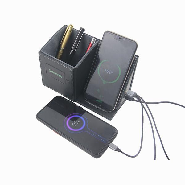 Carregador sem fio reusável Pen Holder do telefone, suporte de copo de couro do lápis de Multiscene
