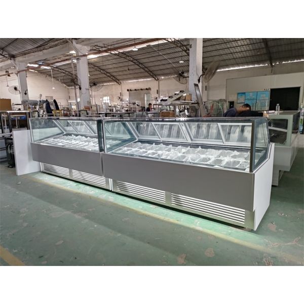 Luxury Gelato Ice Cream Refrigerator 24 Pan Display Air Cooling