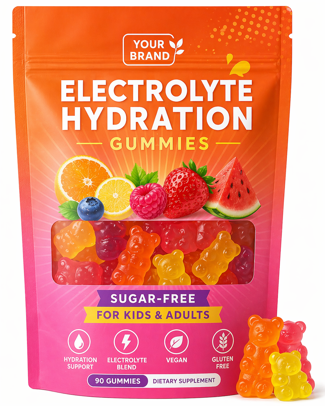 Sugar Free Vegan Electrolyte Gummy Hydration Products With Calcium Magnesium