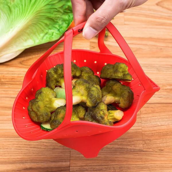 2019 Amazon Top sale Microwave Food Grade Colorful Multi-purpose Silicone Steamer Basket Vegetable Best Steam Cooker Target