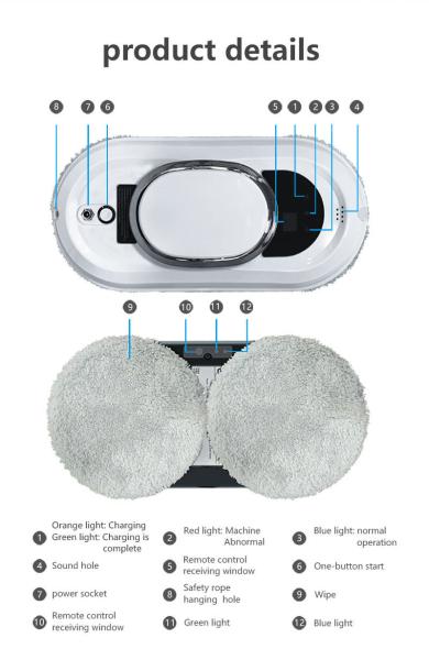 Huidi Home télécommande à double pulvérisation électrique robot de nettoyage de fenêtre aspirateur
