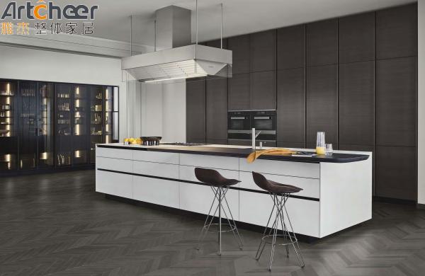 Armário Cozinha Armário Perfil de alumínio Mobiliário de design moderno com material HPL de grau E0