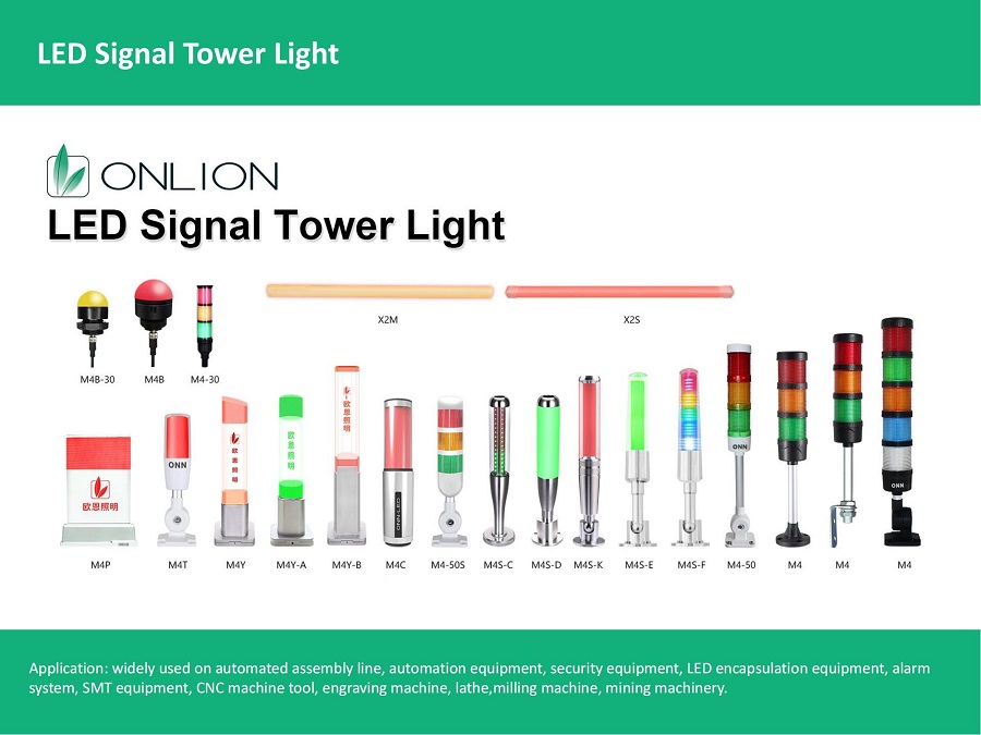 ONN M4S-G Industrial LED Status Light With Embedded Acrylic Light Guide Column For SMT Mining Machinery
