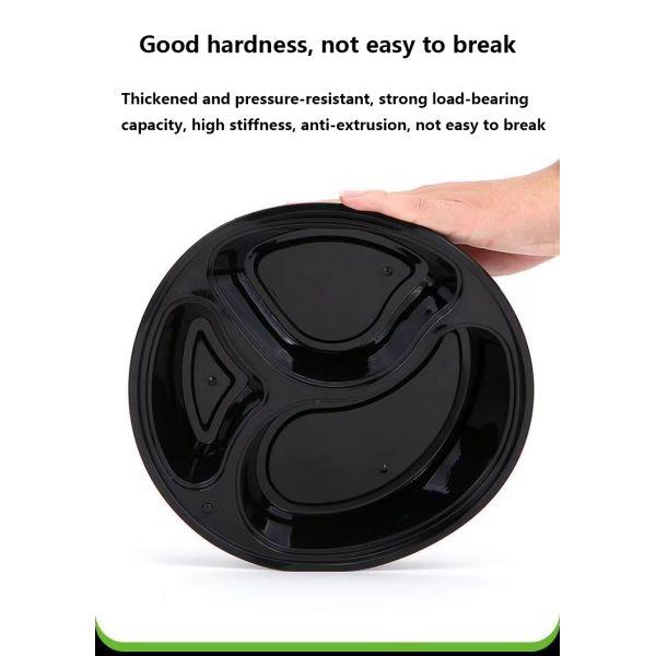 Disposable bowl 838 Round Three-Compartment Packaging Box for -20 deg C-120 deg C Temperature and Food-Grade PP and Freezer-Safe